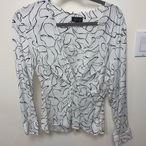 TopShop Blouse with Black and White Detail Design